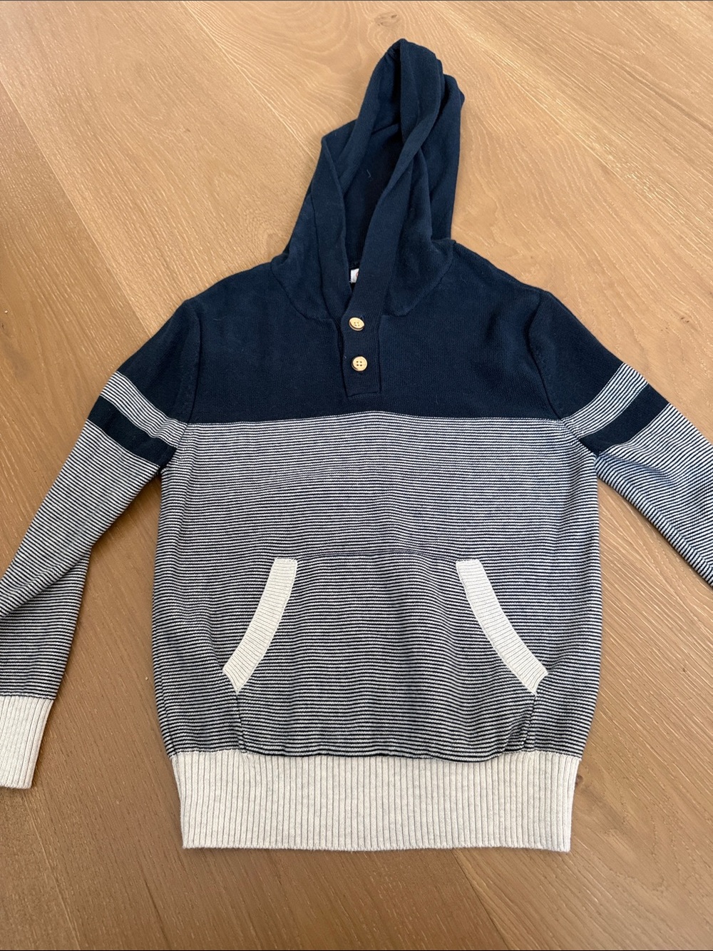 Cat & Jack Navy and White Striped Hooded Sweater